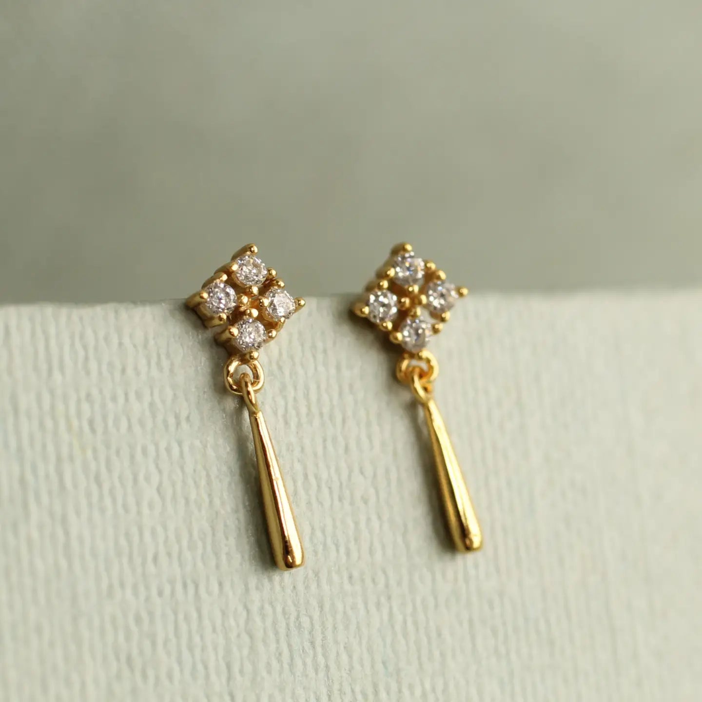 Edwardian Gold Drop Stud Earrings