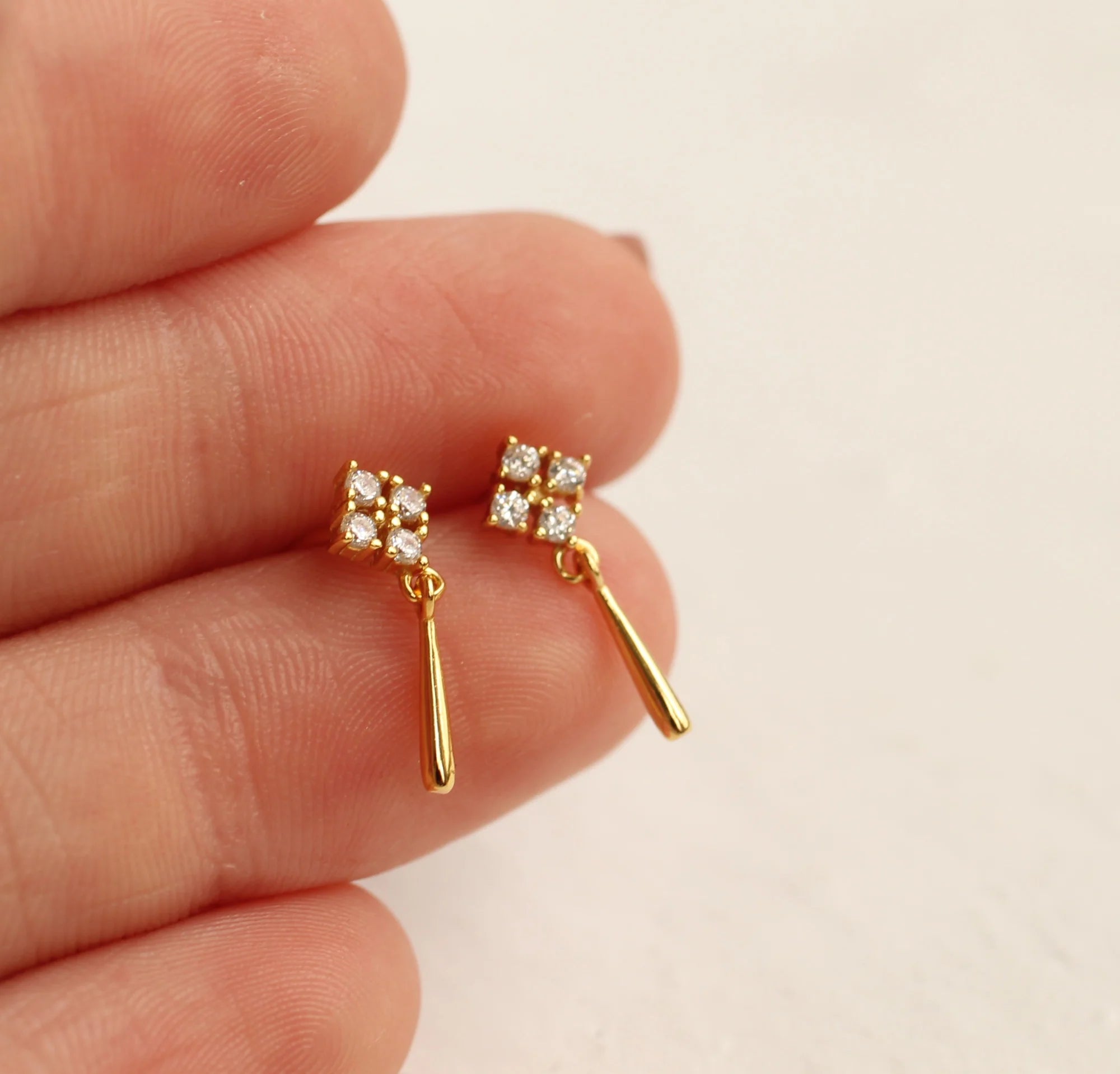 Edwardian Gold Drop Stud Earrings