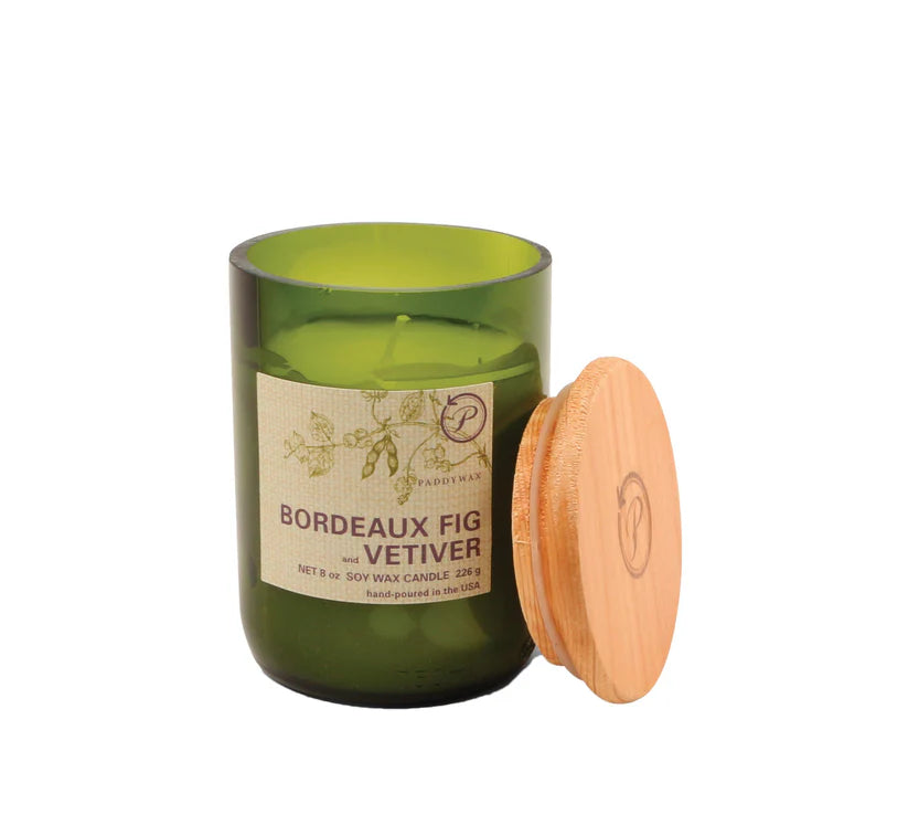 Green Recycled Glass Candle - Bordeaux Fig & Vetiver