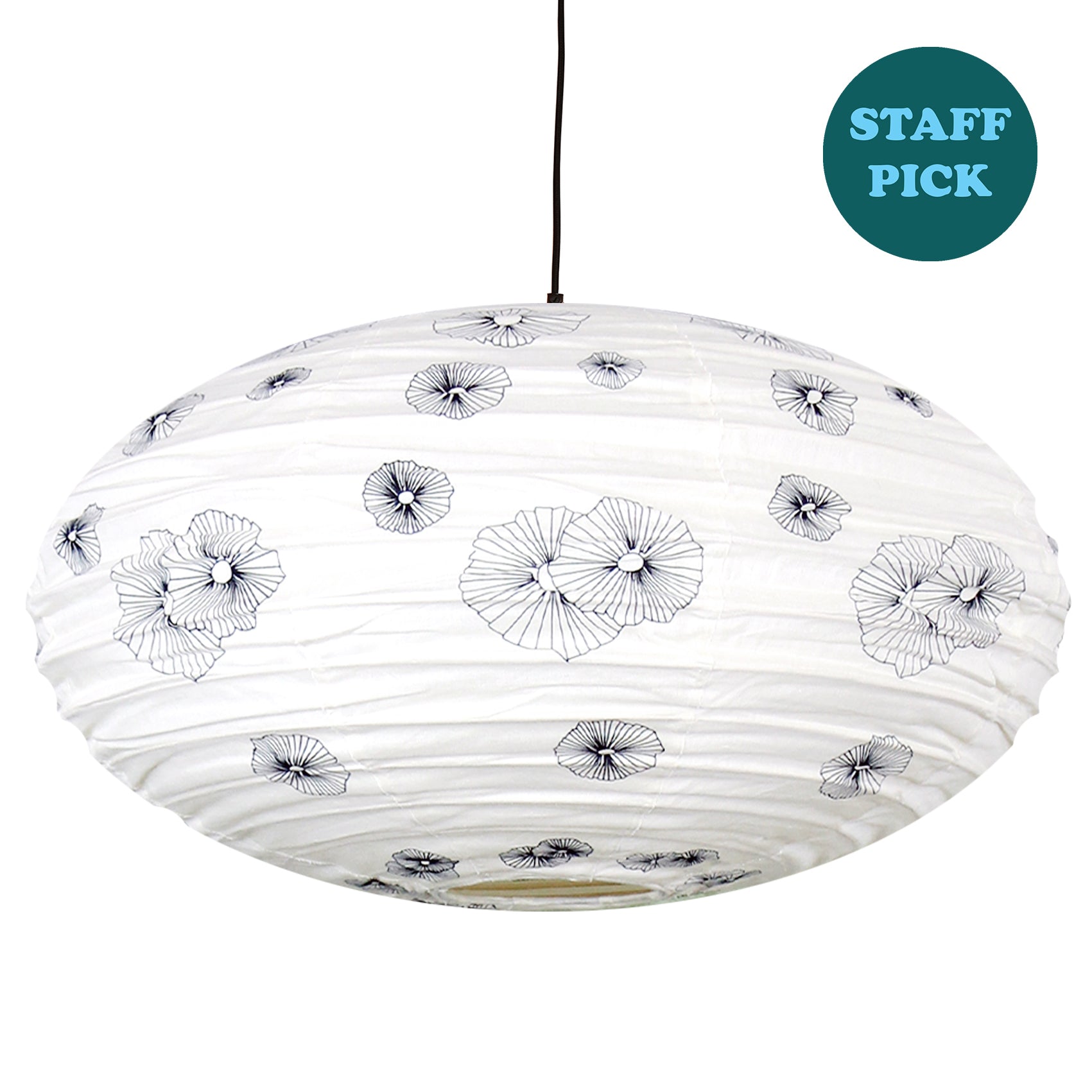 Small 60cm Black & Cream Granulosa Cotton Pendant Lampshade