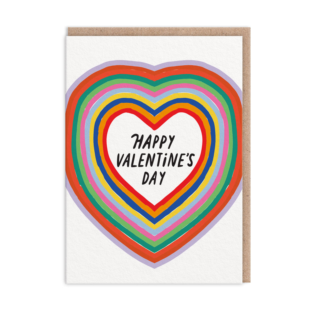 Rainbow Heart Valentines Day Card