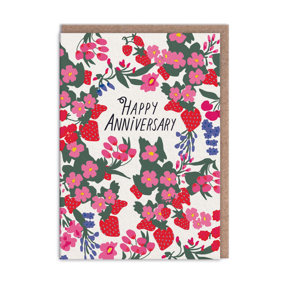 Red Floral Anniversary Card