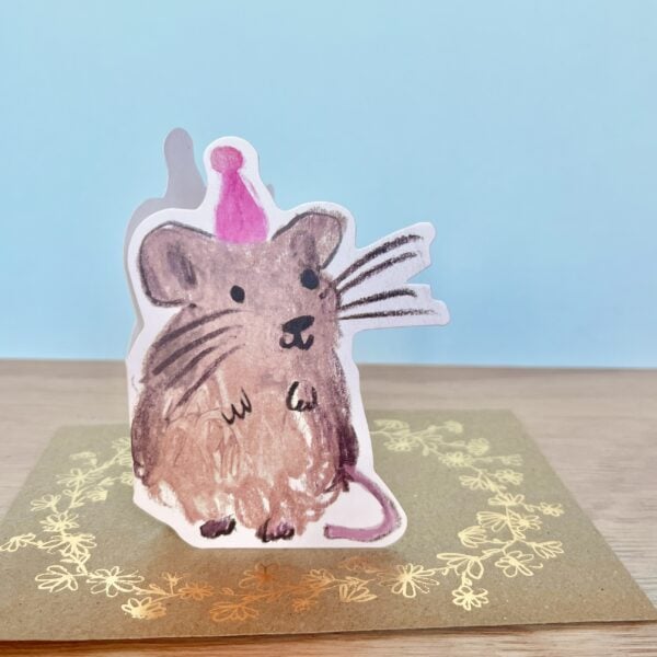 Mouse In A Party Hat Card