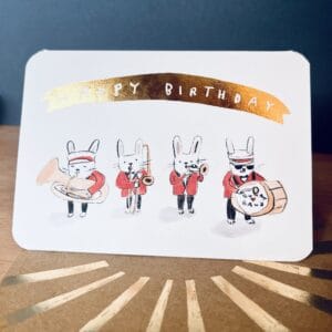 Bunny Brass Band Birthday Card