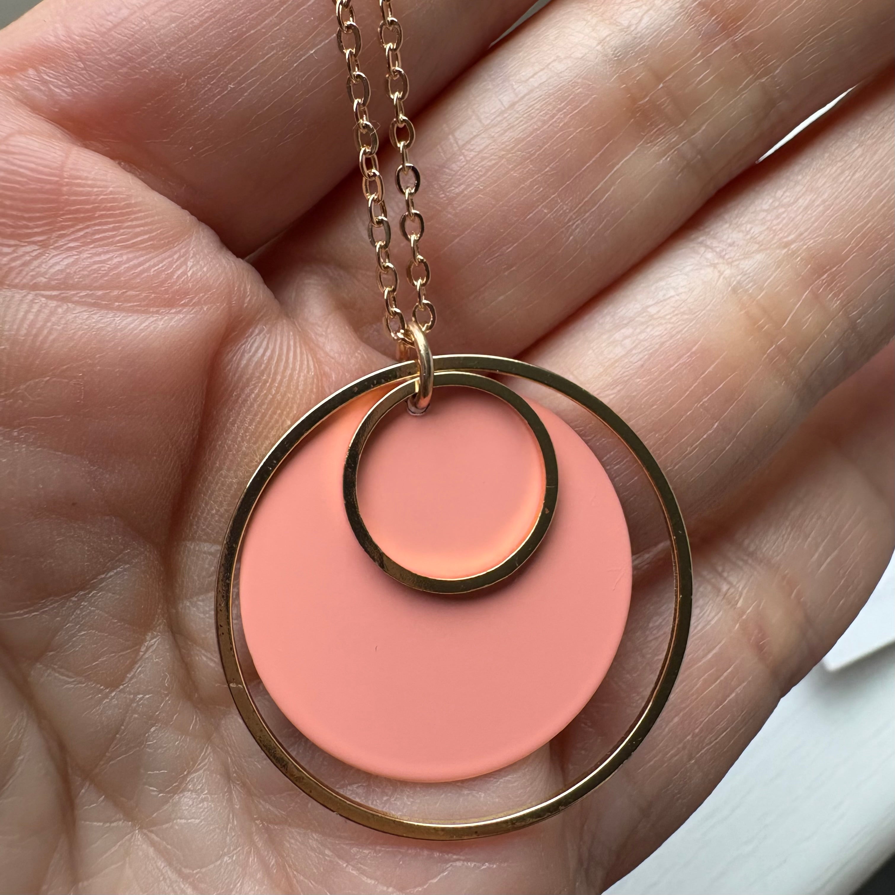 Peach Double Hoop Necklace