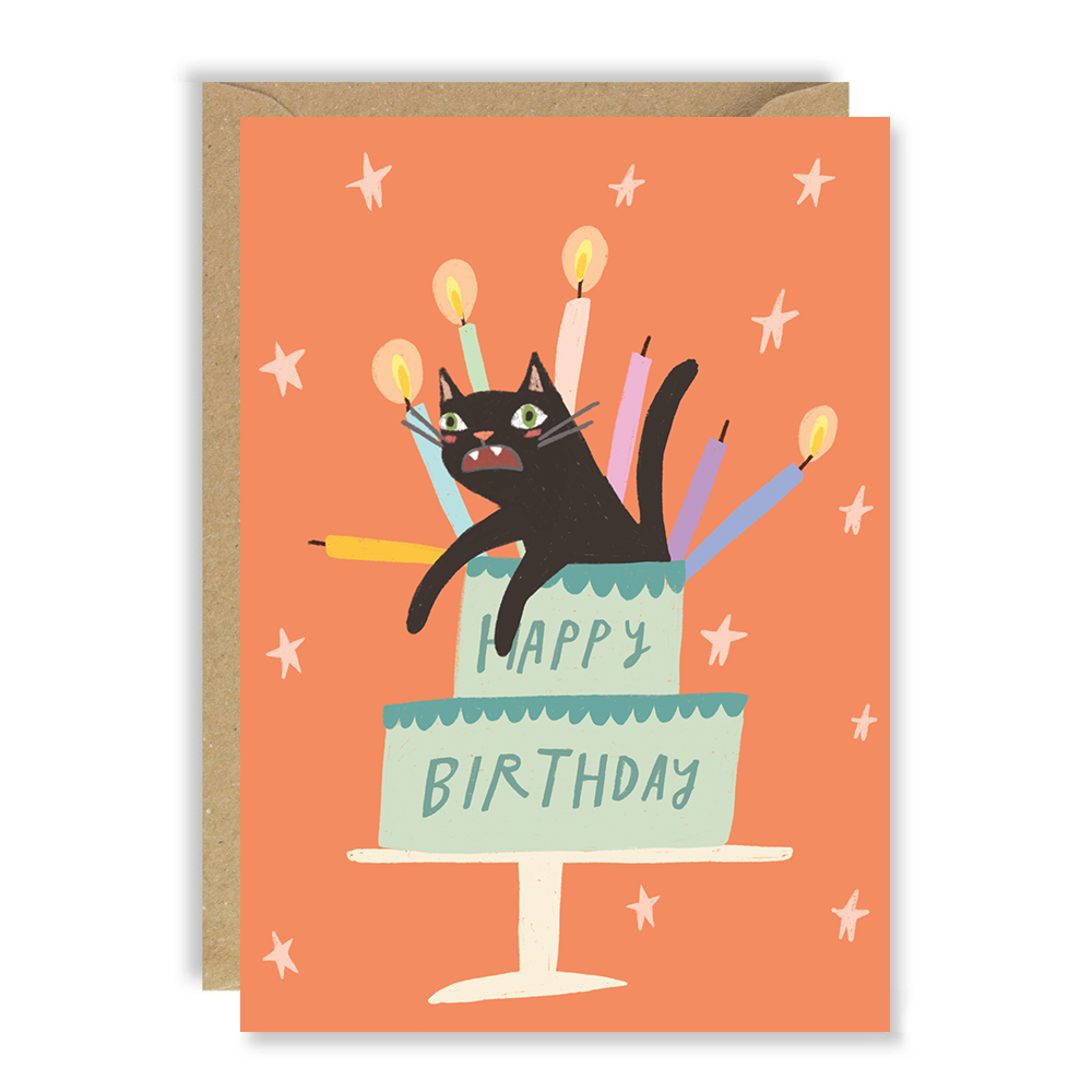 Crazy Cat Cake Birthday Card