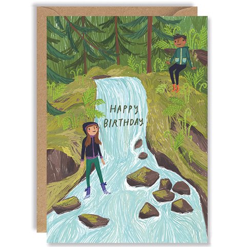 Mossy Waterfall Birthday Card