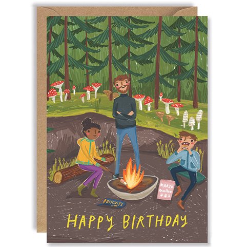 Mushroom Fire Birthday Card