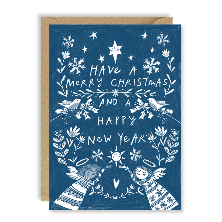 Blue Angel Delft Style Christmas Card