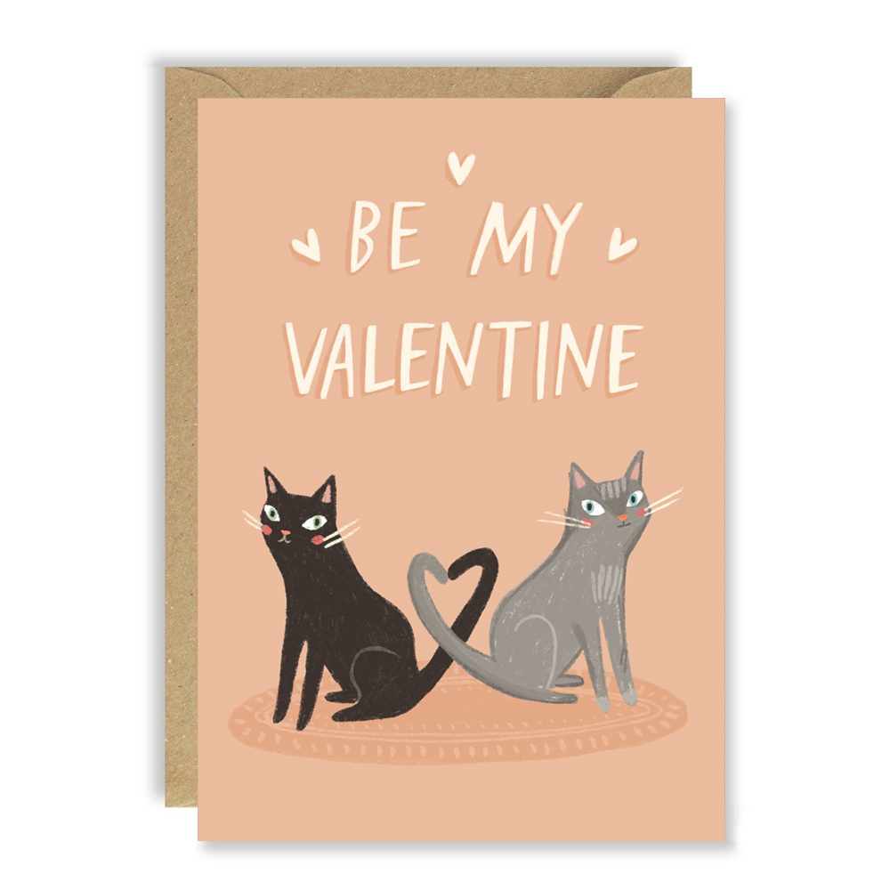 Heart Tail Cats Valentines Card