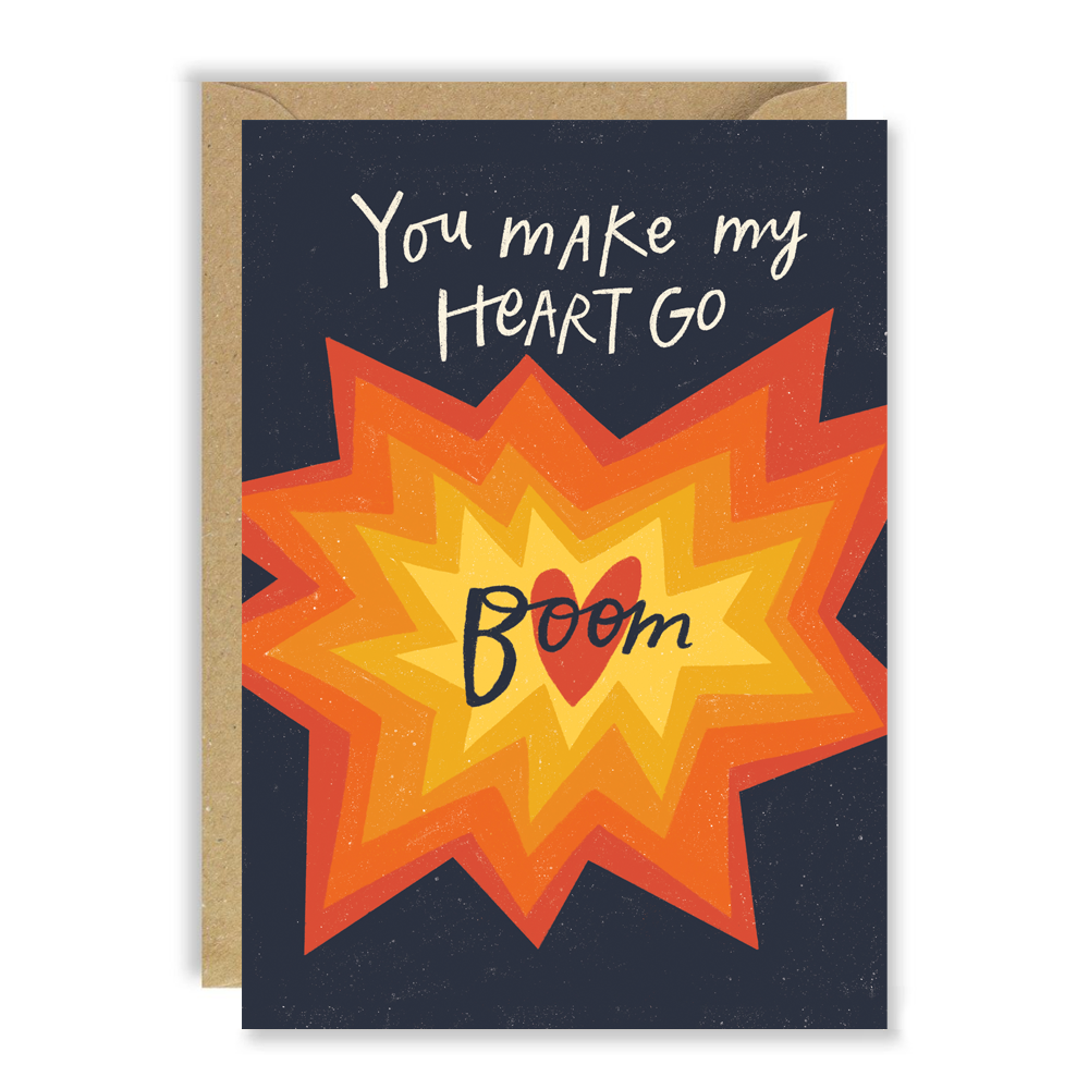 Heart Go Boom Valentines Card