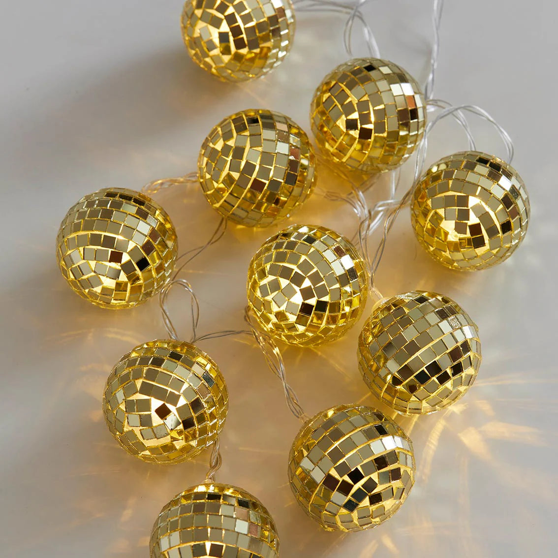 Gold Disco Balls String Lights