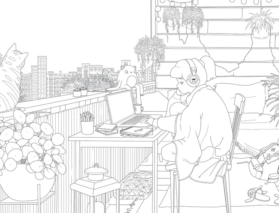 Lofi Girl Colours To Chill To Colouring Book