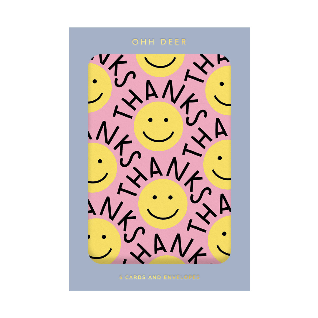 Yellow Smiley Thank You Card Pack