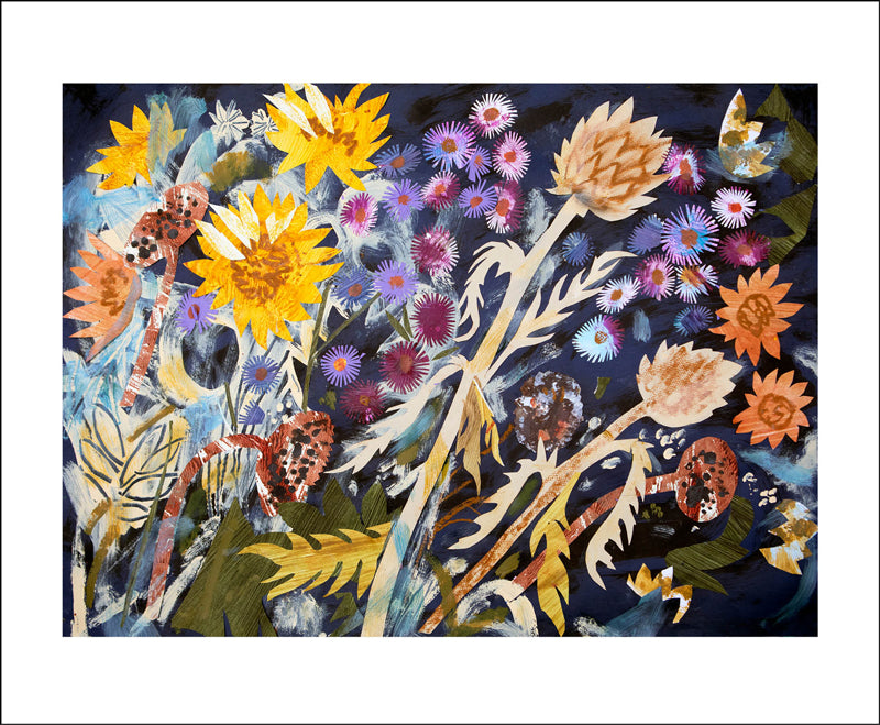 Sunflowers & Michealmas Daisies Blank Card