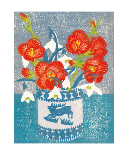 Japonica & Snowdrops Blank Card