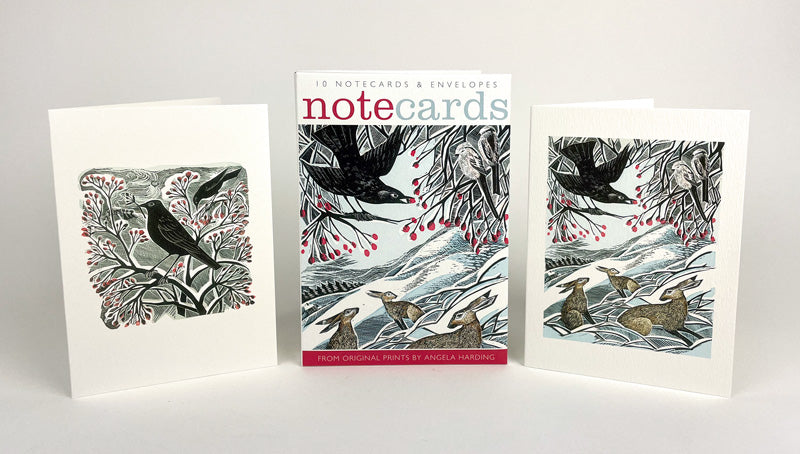 10 Hares in Conversation & Blackbird & Berries Notecards and Envelopes