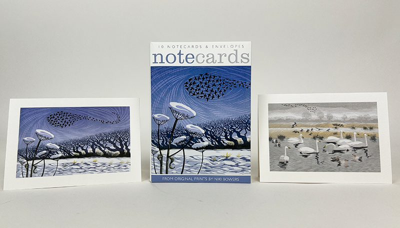 10 Snow Starlings & Seven Swans Notecards & Envelopes