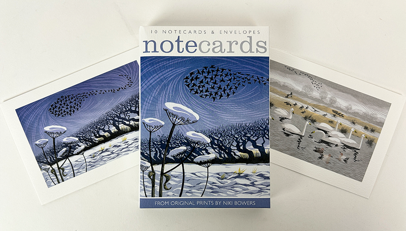 10 Snow Starlings & Seven Swans Notecards & Envelopes