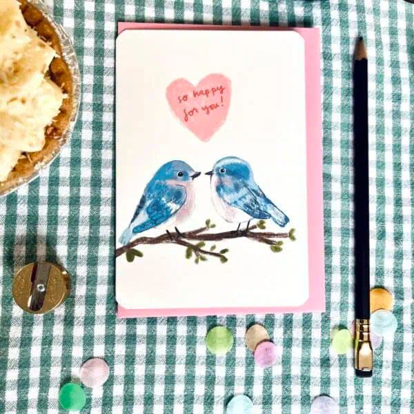 So Happy For You Bluebirds Engagement Card