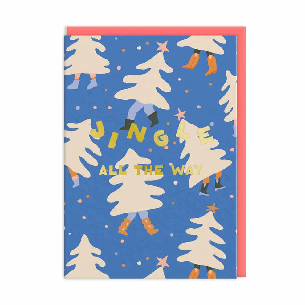 Pack Of 9 Dancing Trees Christmas Cards