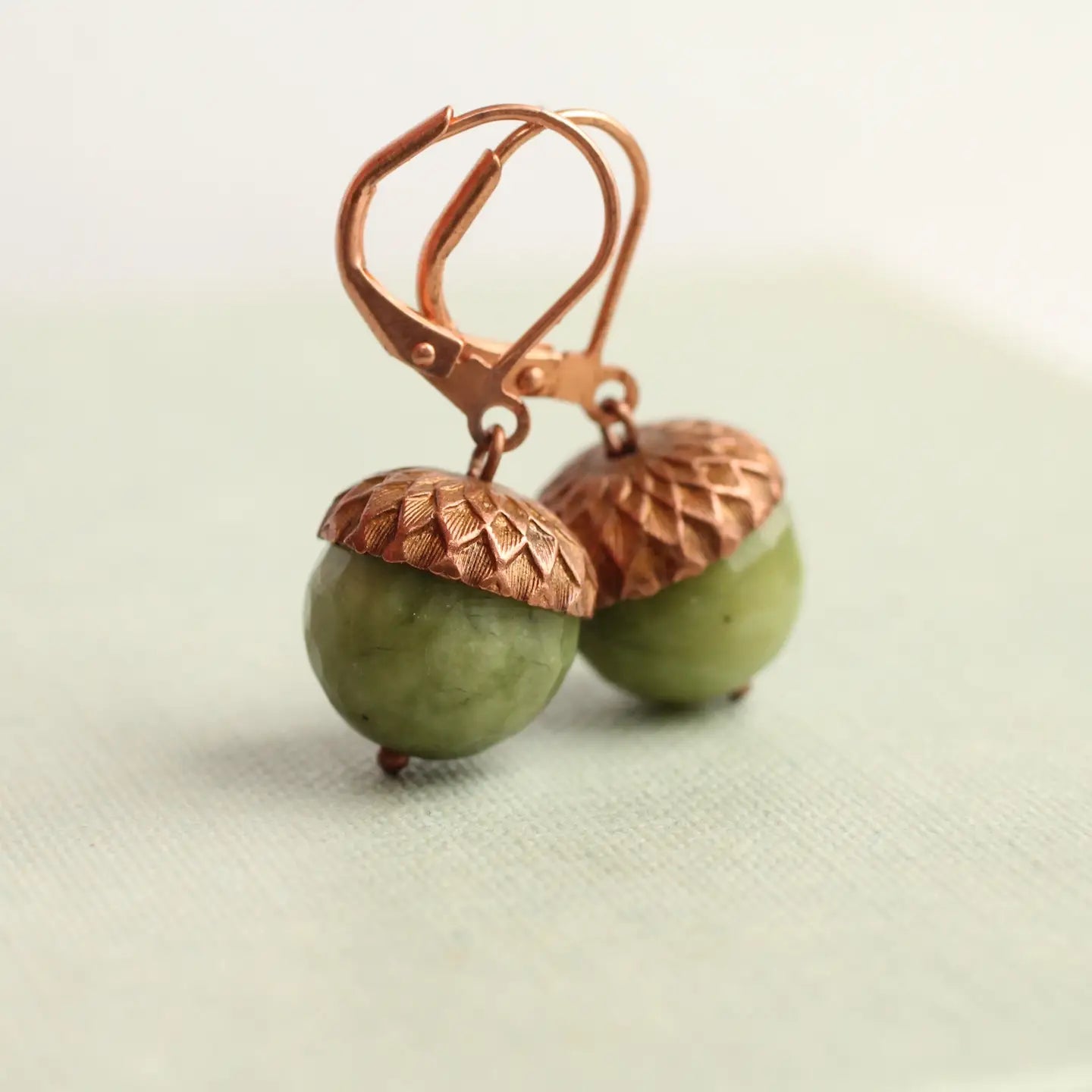 Olive Green Acorn Earrings