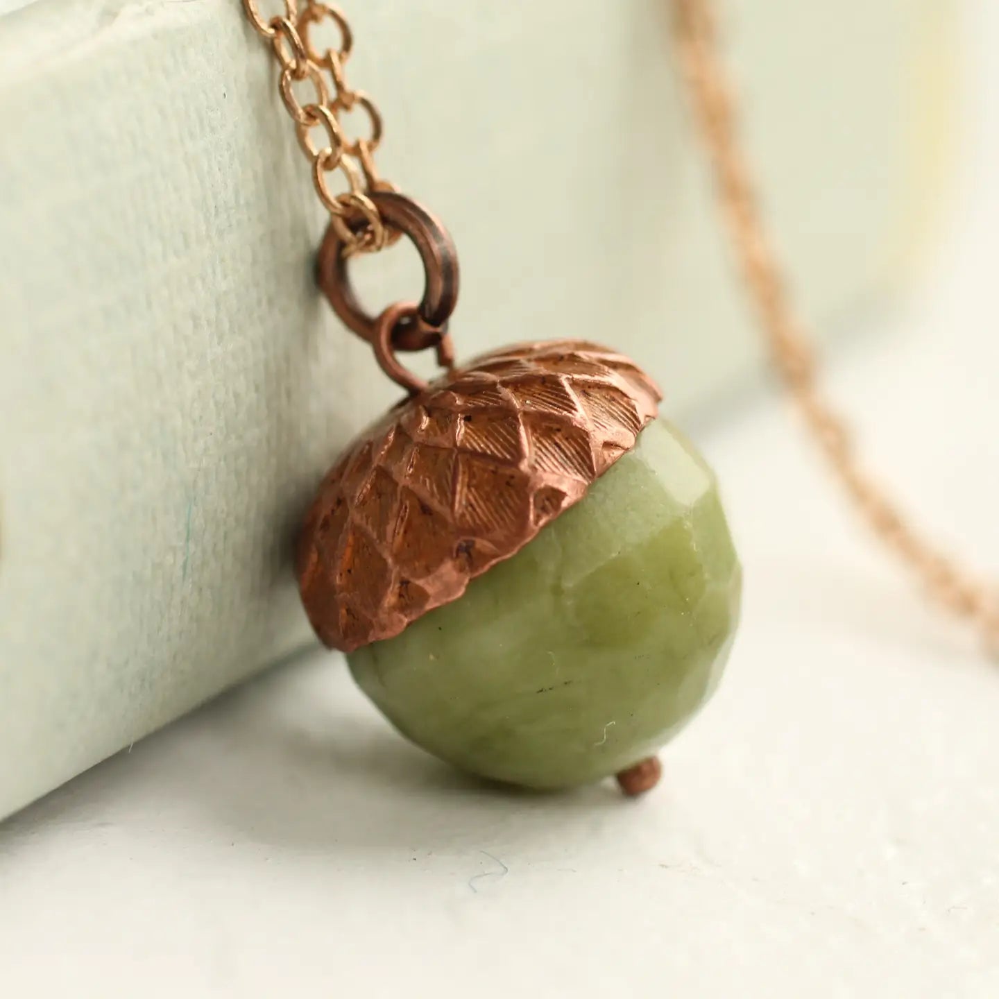 Olive Green Acorn Necklace