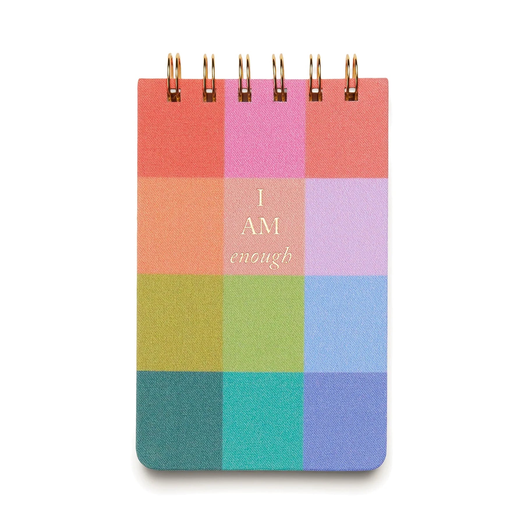 Twin Wire Bookcloth Notebook - Rainbow Check