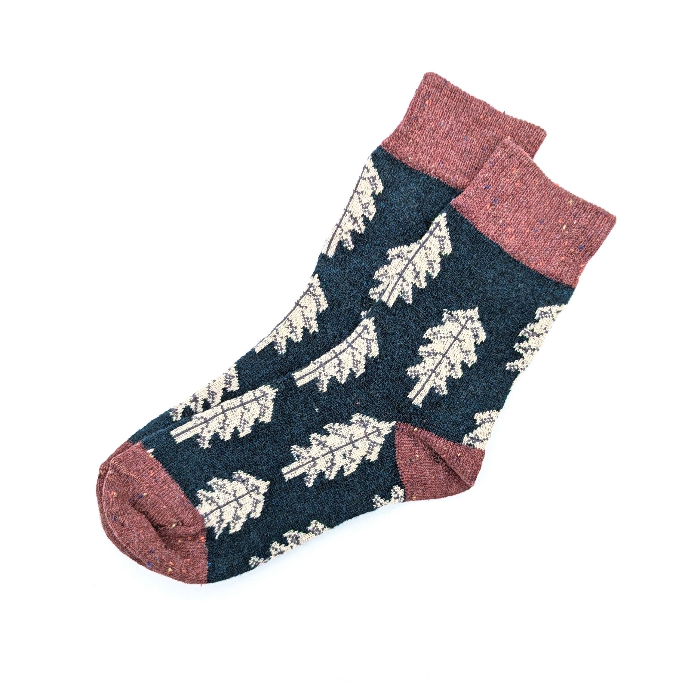 Wool Blend Leaf Socks