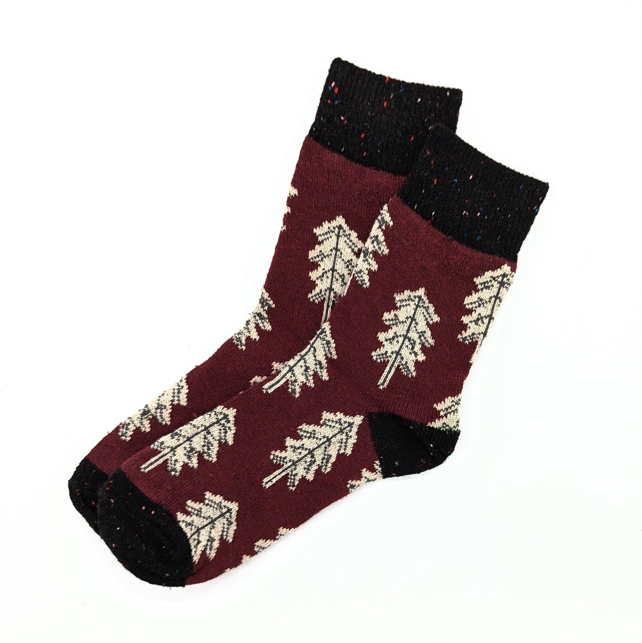 Wool Blend Leaf Socks