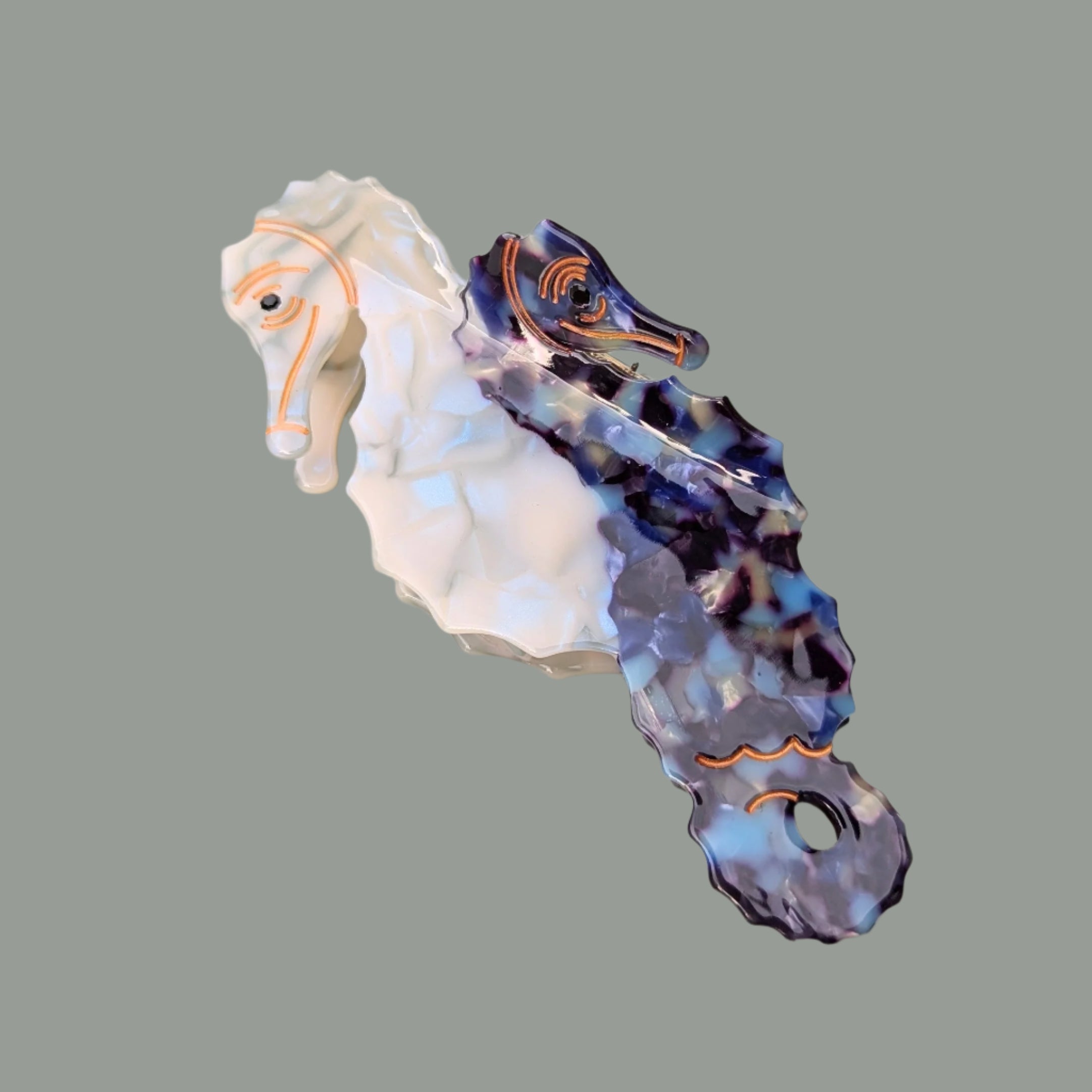 Blue Seahorse Hair Clip