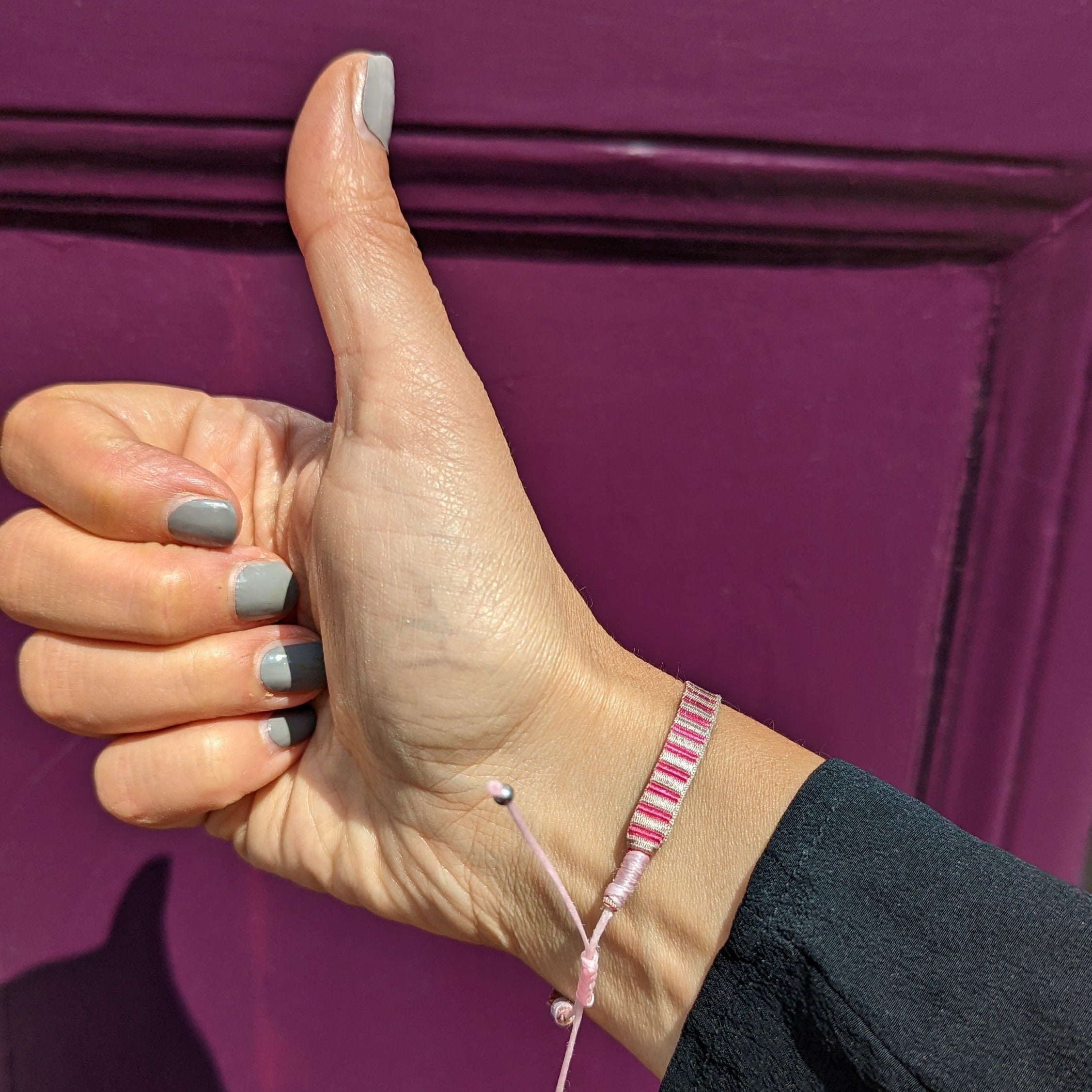 Pink Striped Woven Bracelet