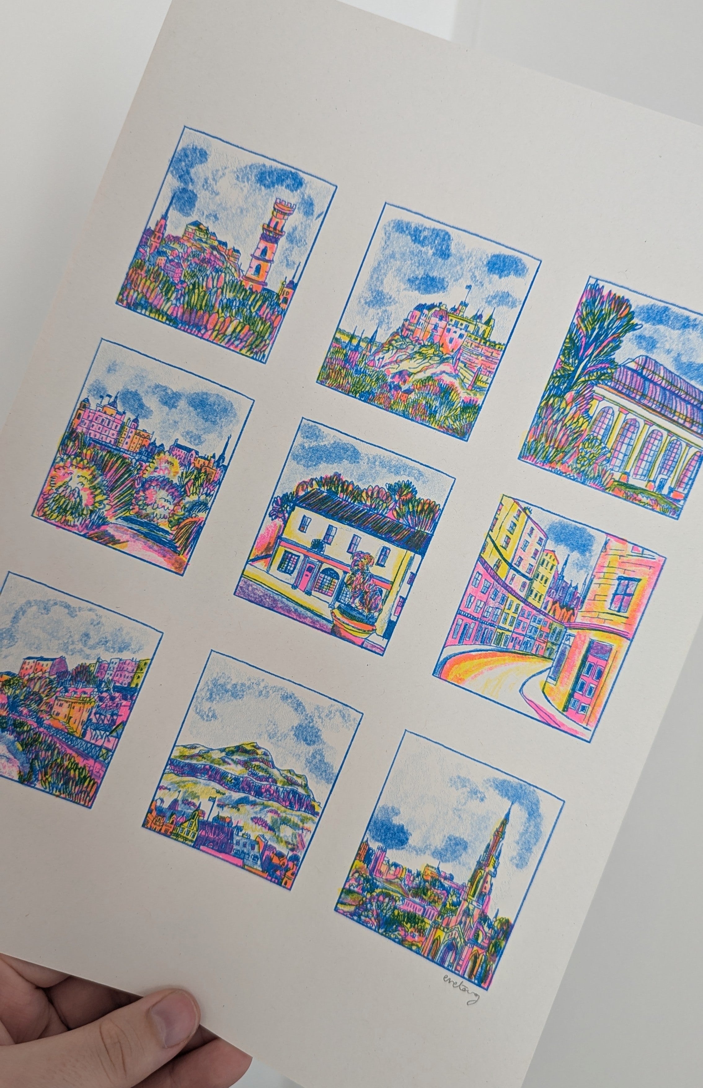 A4 Edinburgh Hot Spots Risograph Print