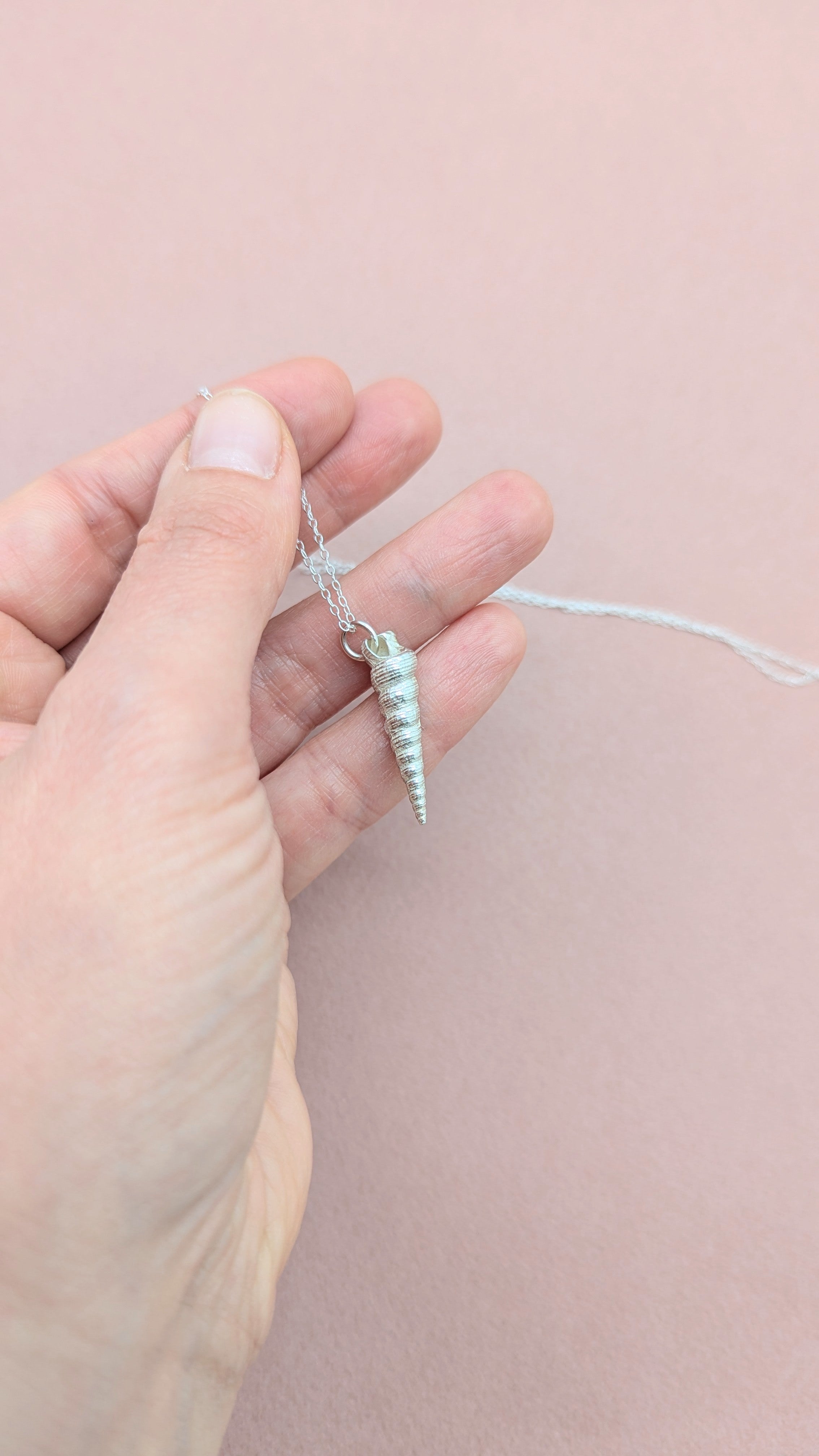 Silver Auger Shell Necklace