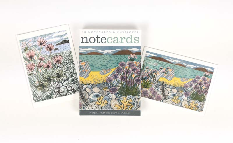 Pack Of 10 Sea Pinks & Pebbles And Island Primrose Notecards