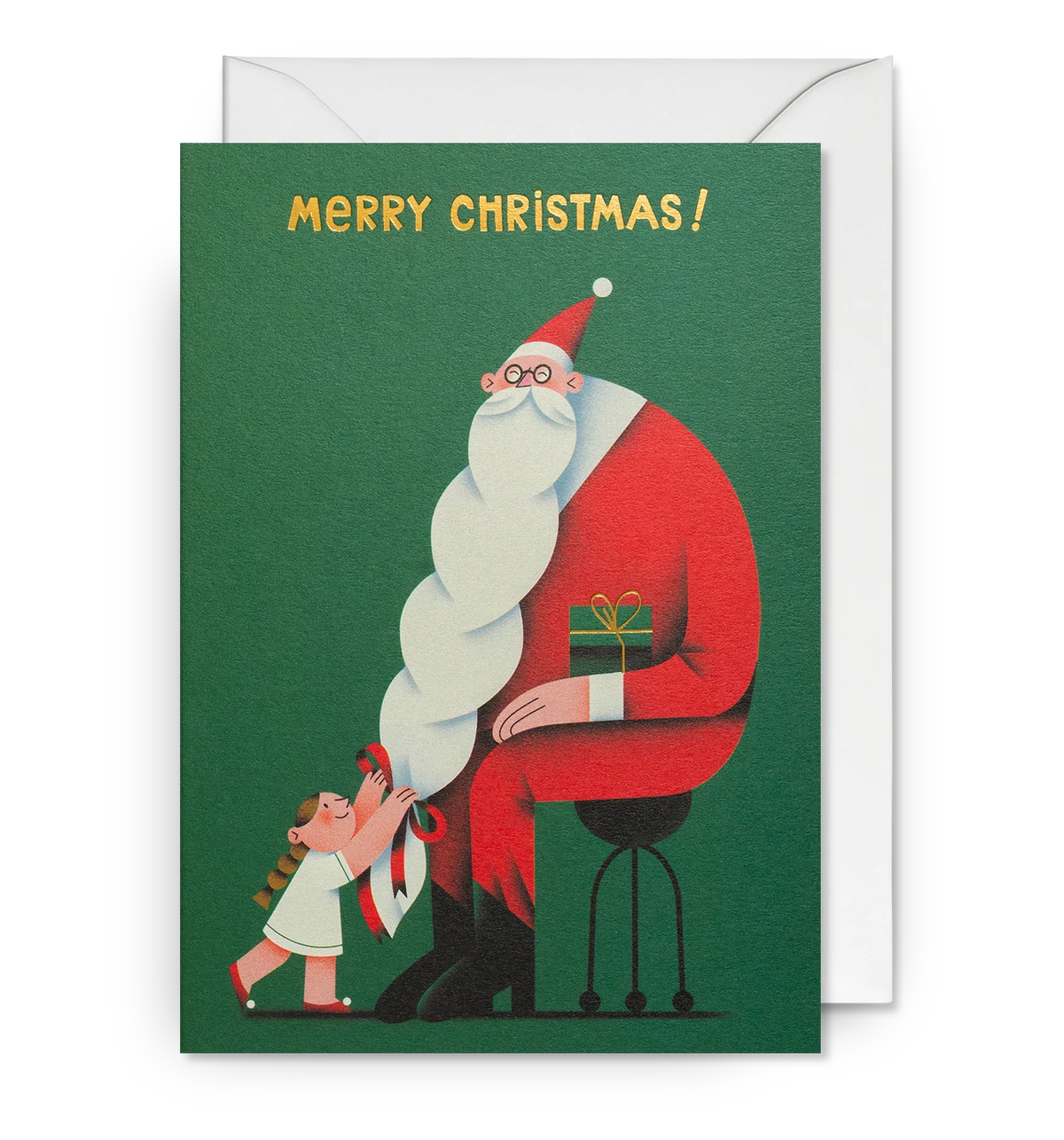 Pack Of Five Bearded Santa Christmas Cards