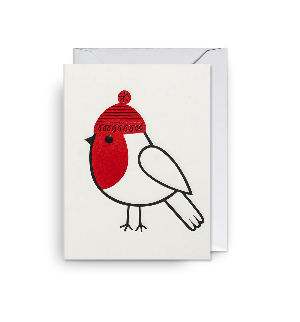 Pack Of Five Bobble Hat Robin Mini Christmas Cards