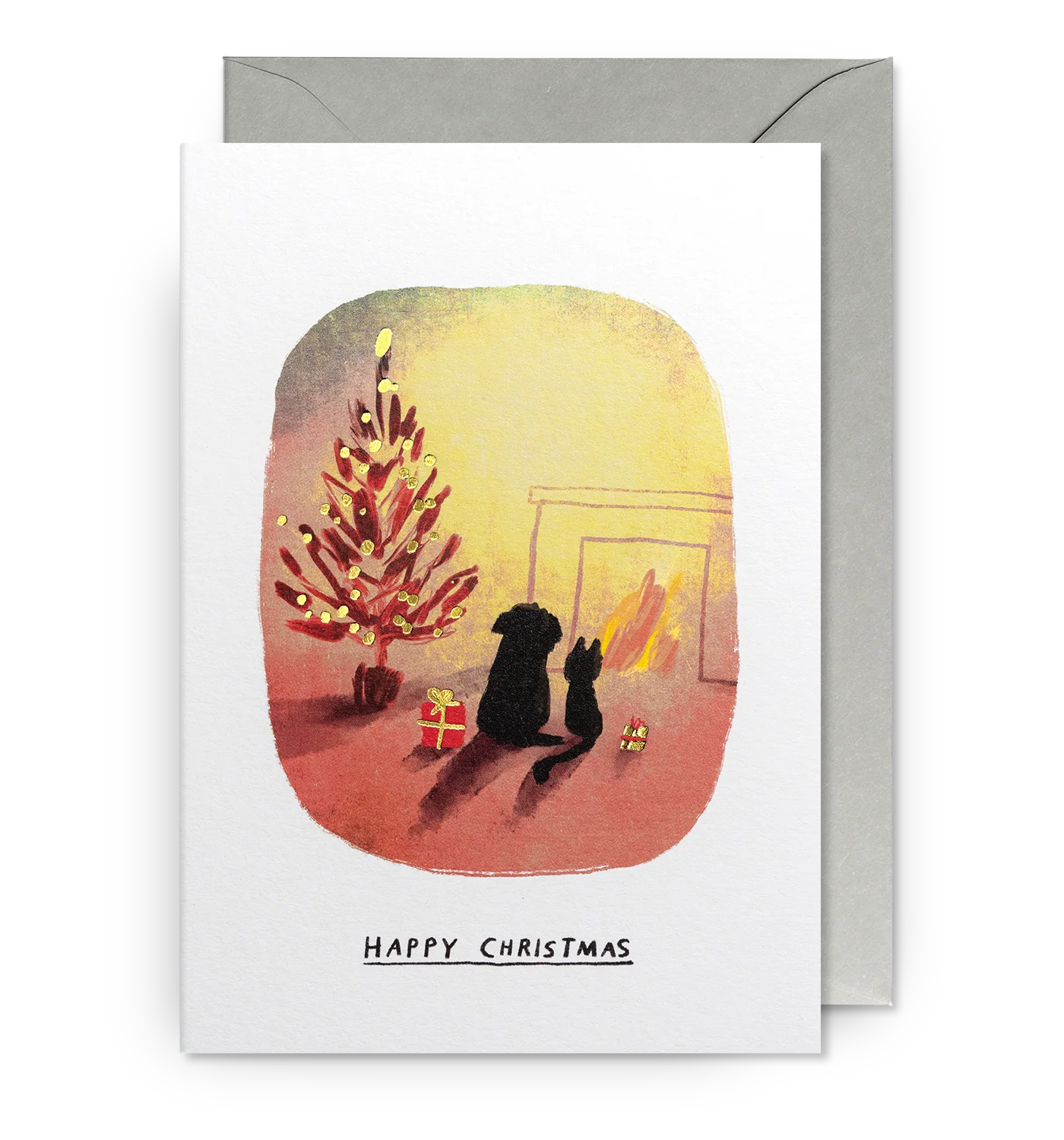 Pack Of Five Cosy Cat & Dog Christmas Cards