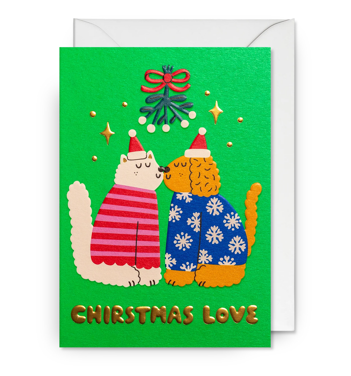 Pack Of Five Mistletoe Dogs Christmas Cards