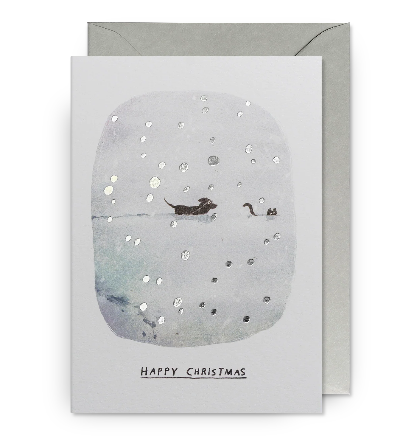 Pack Of Five Snowy Cat & Dog Christmas Cards