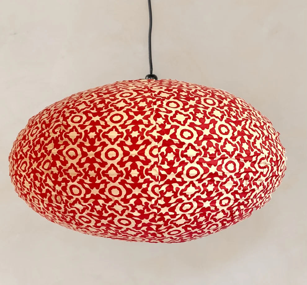 Small 60cm Cream & Red Eva Cotton Pendant Lampshade
