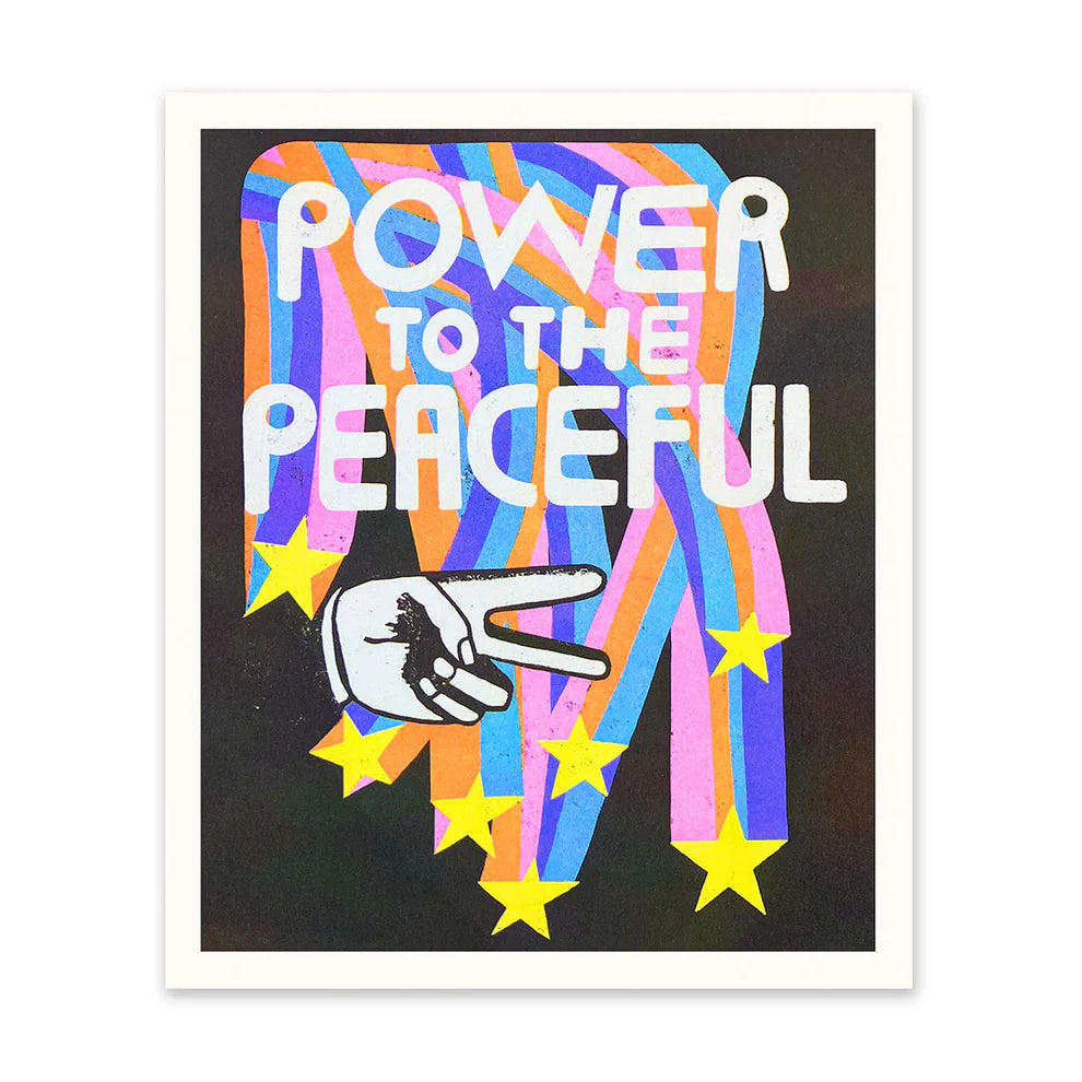 Power To The Peaceful Risograph Art Print