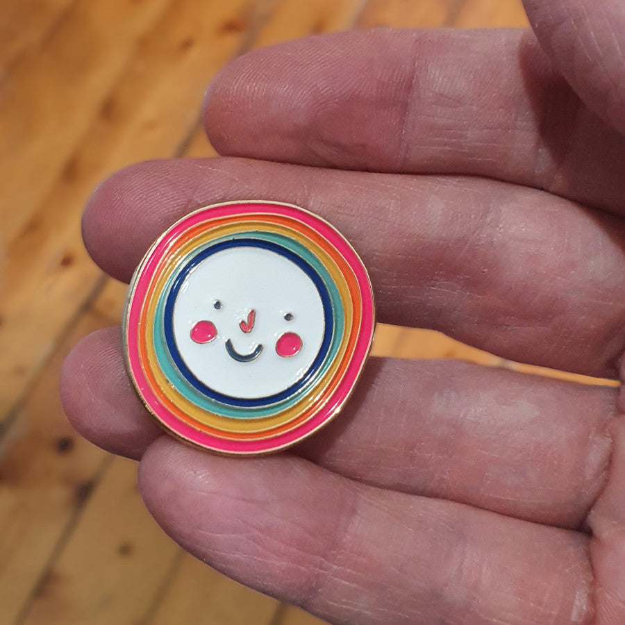Happy Rainbow Enamel Pin Badge