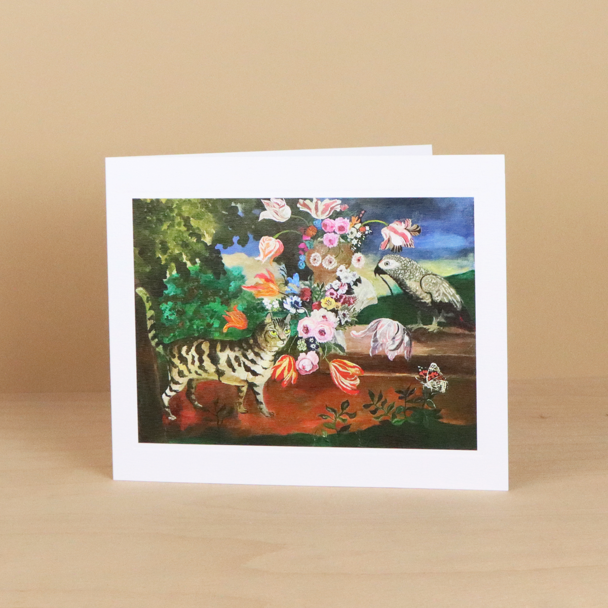 Cat and Parrot Blank Card