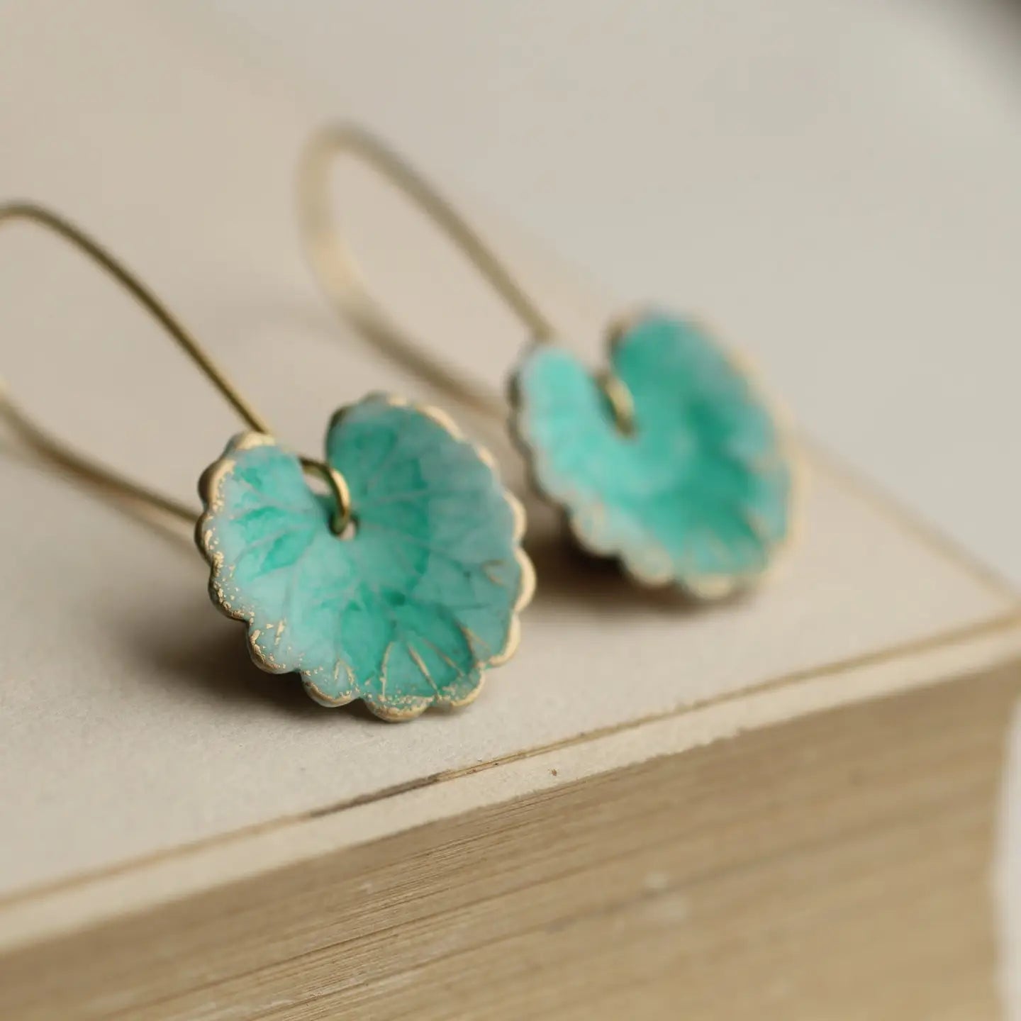 Seafoam Turquoise Leaf Earrings