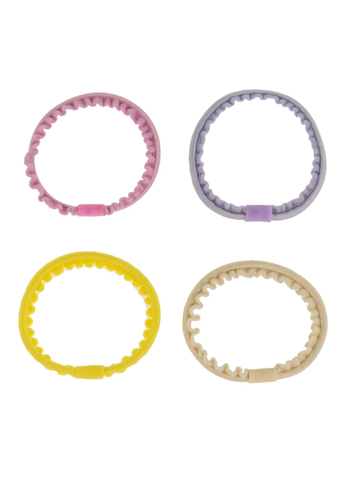 Set Of 4 Lilac, Pink, Yellow & Cream Thin Kknekki Hair Ties