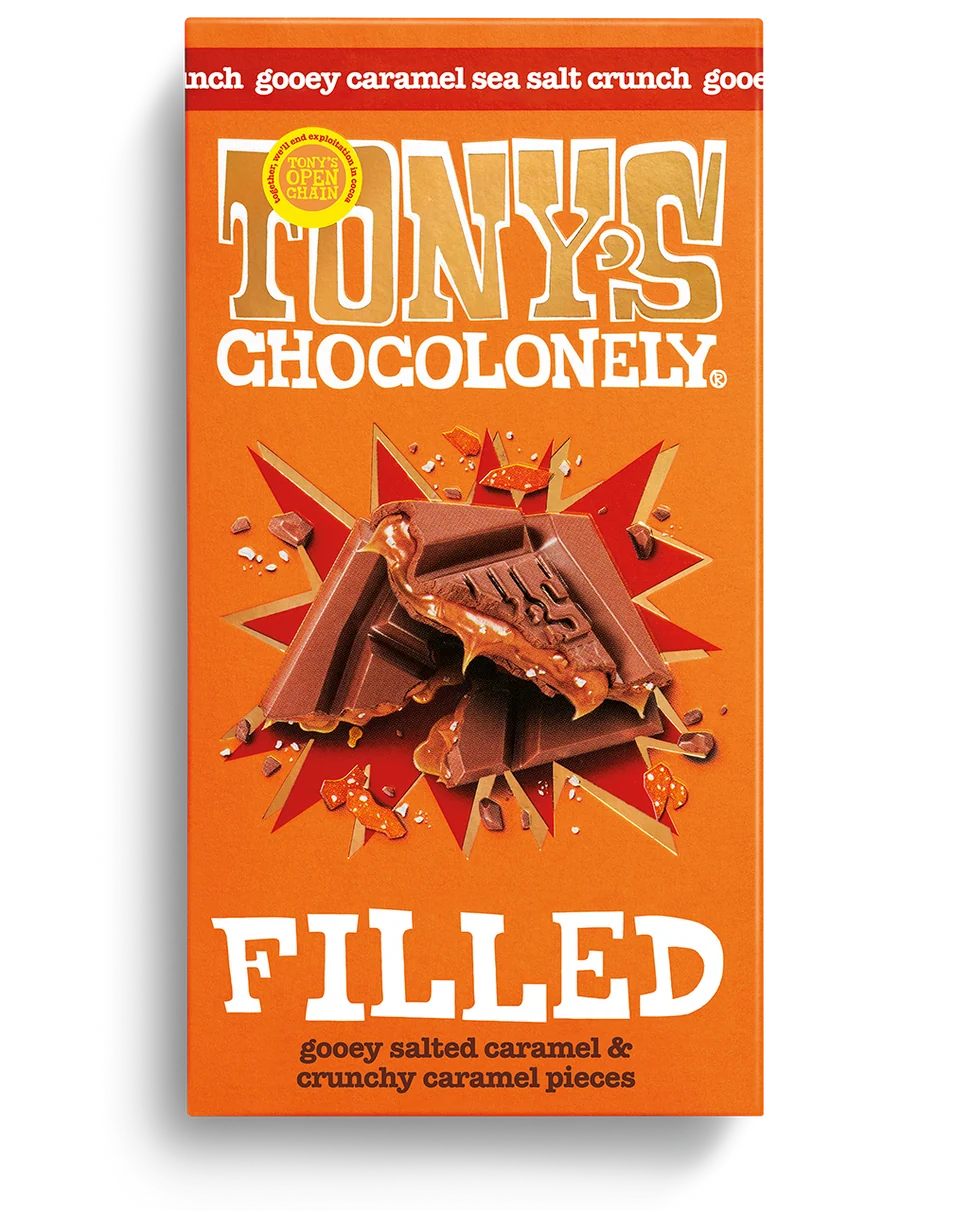 Tony's Chocolonely Milk Chocolate Filled With Caramel Sea Salt Crunch