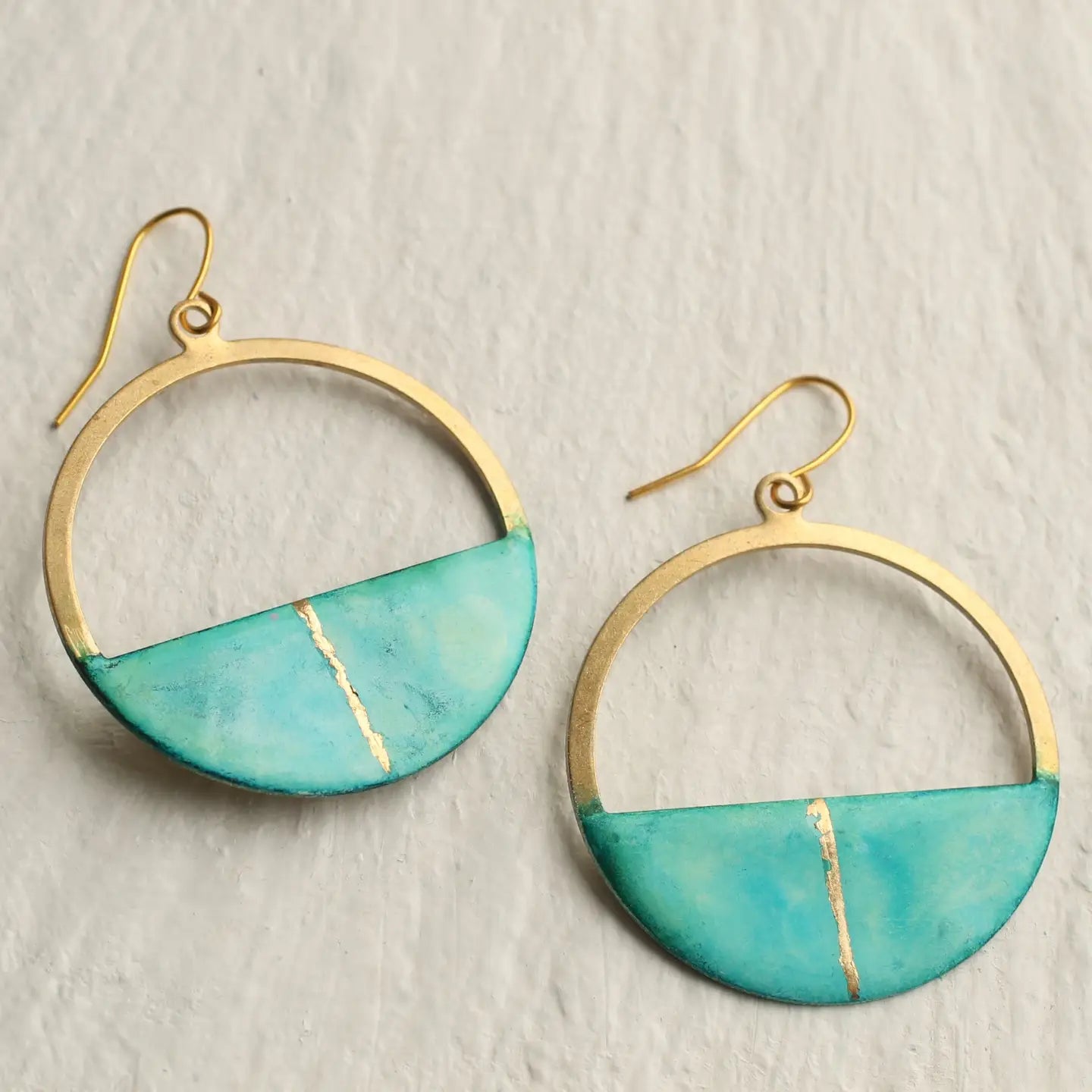 Turquoise Kintsugi Hoop Earrings