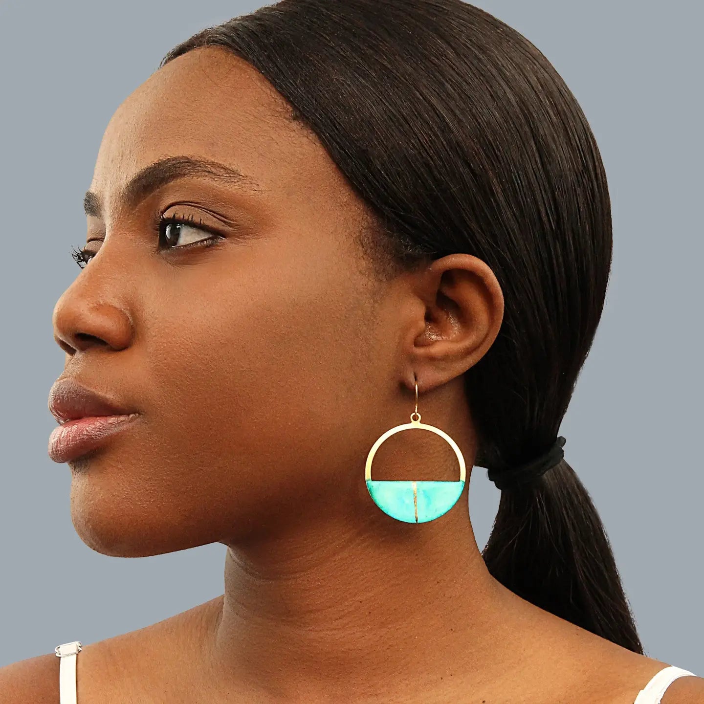 Turquoise Kintsugi Hoop Earrings