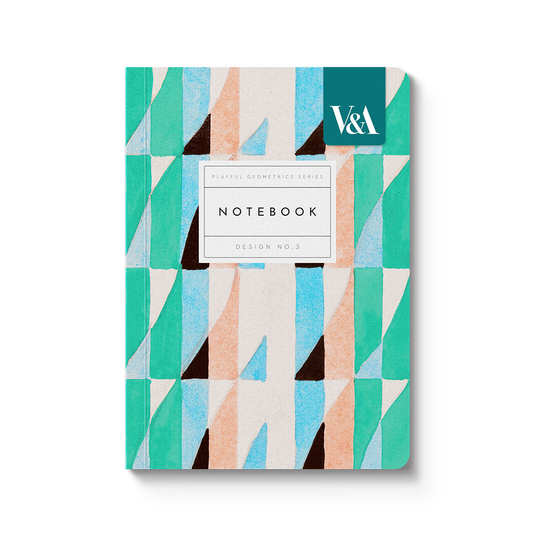 Small Playful Geometrics Turquoise Prism Premium Notebook (A6)